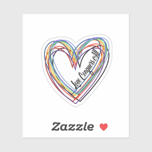 「愛は全てを征服する」ハートステッカラフルカー シール (シート)