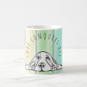 愛は全てを征服する 犬 虹 バセットハウンド コーヒーマグカップ