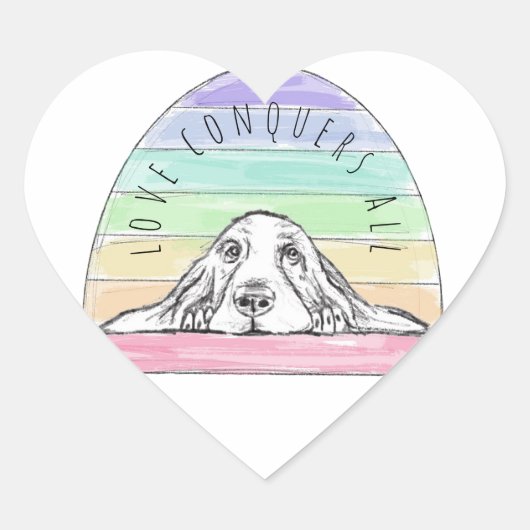 愛は全てを征服する 犬 虹 バセットハウンド  ハートシール (正面)
