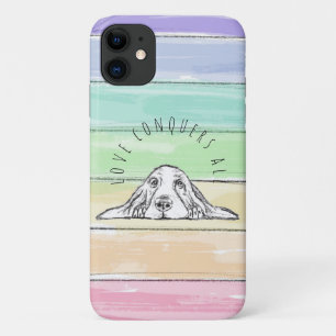 愛は全てを征服する 犬 虹 バセットハウンド iPhone 11 ケース