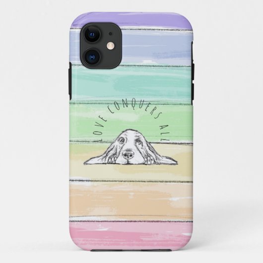愛は全てを征服する 犬 虹 バセットハウンド Case-Mate iPhoneケース (裏面)
