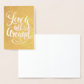 愛は全て手書きのまわりにのファンシータイポグラフィ 箔カード (ディスプレー)