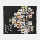 愛は全のまわりにハート型36フォトコラージュ フリースブランケット (正面(横))