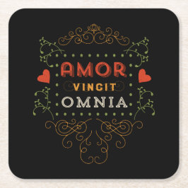 愛は全ヴィンテージのラテンのタイポグラフィを征服します スクエアペーパーコースター