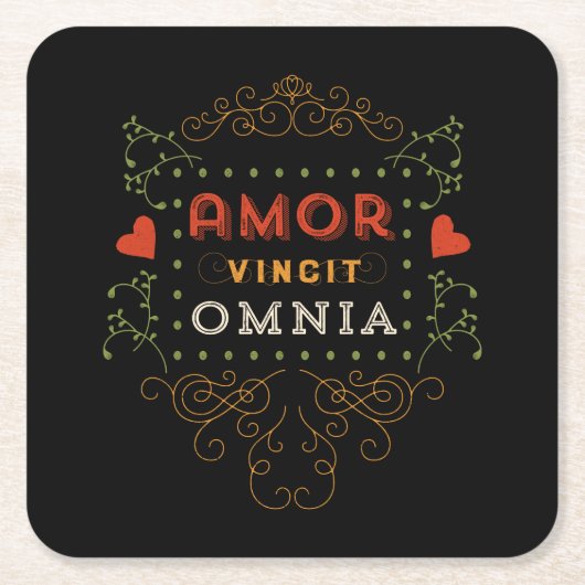 愛は全ヴィンテージのラテンのタイポグラフィを征服します スクエアペーパーコースター (正面)