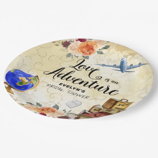 愛は冒険のブライダルシャワー ペーパープレート (アングル)