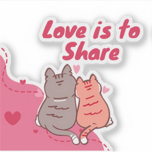 愛は分かち合うもの かわいい猫たち シール (正面)