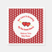 愛は双子の二人によって成長ハート スタンダードカクテルナプキン (正面)