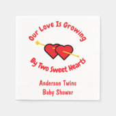 愛は双子の二人によって成長ハート スタンダードカクテルナプキン (正面)