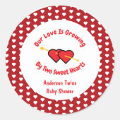 愛は双子の二人によって成長ハート ラウンドシール (正面)