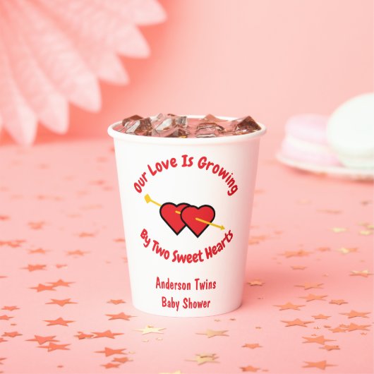 愛は双子の二人によって成長ハート 紙コップ (インサイチュ)