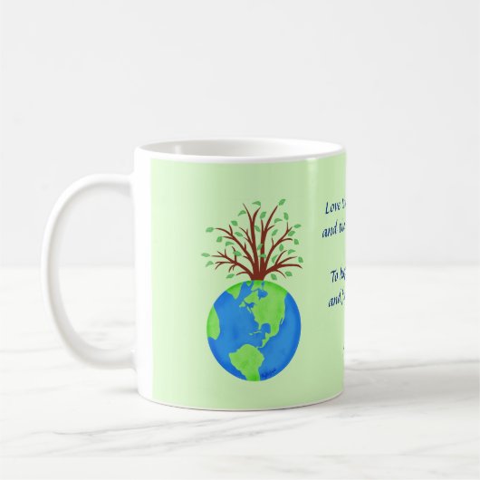 愛は地球の詩と芸術の名前を尊敬パーソナライズされた コーヒーマグカップ (左)