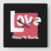 愛は境界を知らない黒いアクリル壁時計 スクエア壁時計 (正面)