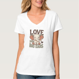 愛は大きな耳を持つ かわいい象のTシャツ Tシャツ