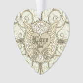 愛は天使の翼とハート オーナメント (正面)