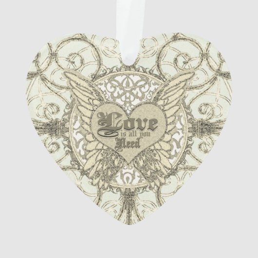 愛は天使の翼とハート オーナメント (裏面)
