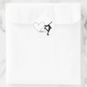 愛は姿スケートで滑る、ガールスケーター&ハート ラウンドシール (バッグ)