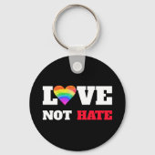 愛は嫌いではないはっきりしたハートレインボーにブラックグラフィック キーホルダー (正面)