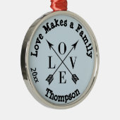 愛は家族の採用にパーソナライズなオーナメントをします メタルオーナメント (右)