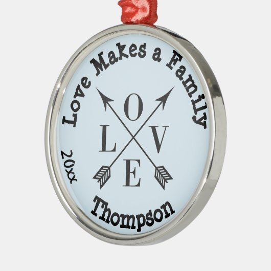 愛は家族の採用にパーソナライズなオーナメントをします メタルオーナメント (左)