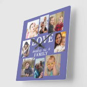 愛は家族を作る引用文8写真Periwinkle スクエア壁時計 (傾斜)