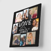 愛は家族を作る引用文8 Photo Collage Black スクエア壁時計 (傾斜)