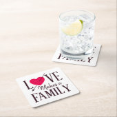 愛は家族-採用のパーティーの供給--を作ります スクエアペーパーコースター (インサイチュ)