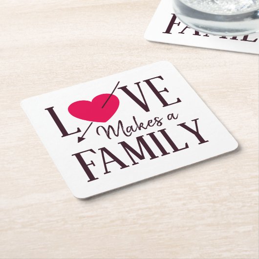 愛は家族-採用のパーティーの供給--を作ります スクエアペーパーコースター (アングル)