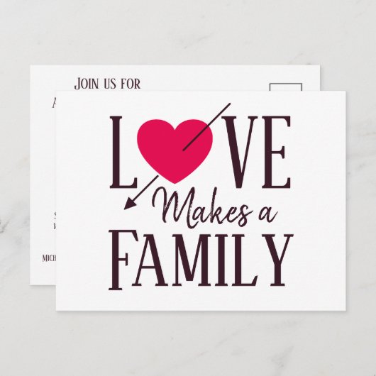 愛は家族-採用の発表--を作ります インビテーションポストカード (正面/裏面)