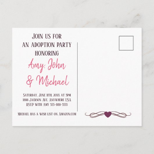 愛は家族-採用の発表--を作ります インビテーションポストカード (裏面)