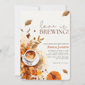 愛は居心地の良い秋コーヒーブライダルシャワーを醸造 招待状 (正面)