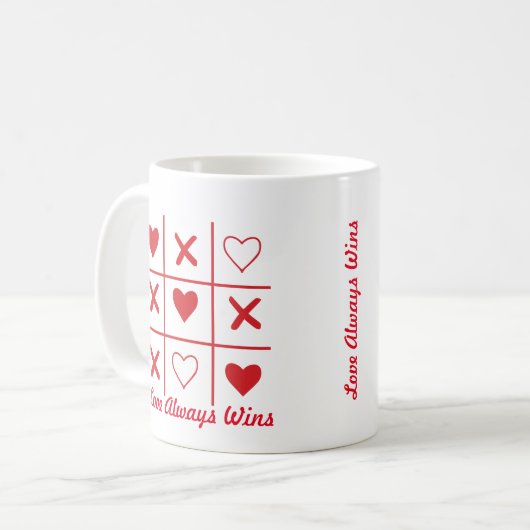 愛は常にバレンティンの日のTシャツに勝つ コーヒーマグカップ (正面左)