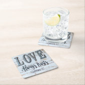 愛は常に信頼する ラスティックメタル スクエアペーパーコースター (インサイチュ)