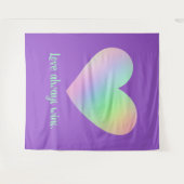 「愛は常に勝つ」レインボーハートタペストリー タペストリー (正面(横))