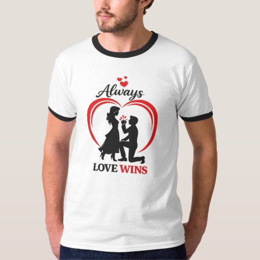 愛は常に勝つ レトロ リンガーTシャツ Tシャツ (正面)