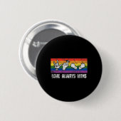 愛は常に勝つ ASL ろう者意識向上 LGBT ゲイプライド 缶バッジ (正面&裏面)