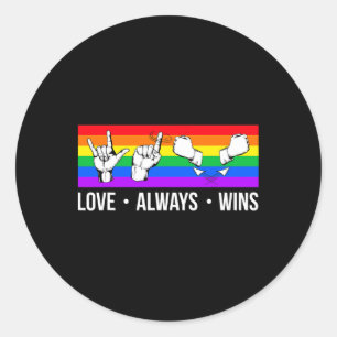 愛は常に勝つ ASL 手話 ゲイプライド LGBT ラウンドシール