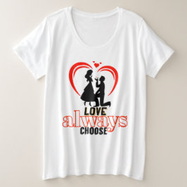 💖愛は常に女性のプラスサイズ基本T-Shを選択 プラスサイズTシャツ