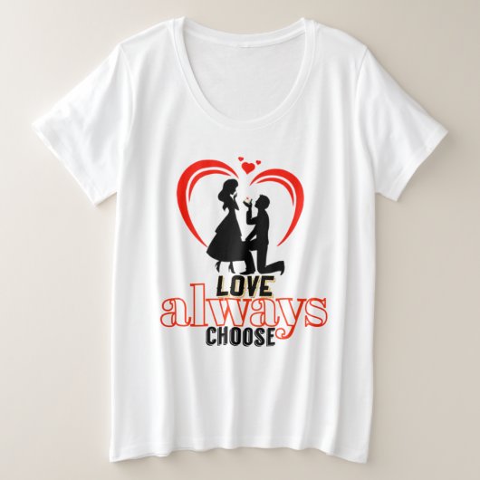 💖愛は常に女性のプラスサイズ基本T-Shを選択 プラスサイズTシャツ (デザイン正面)