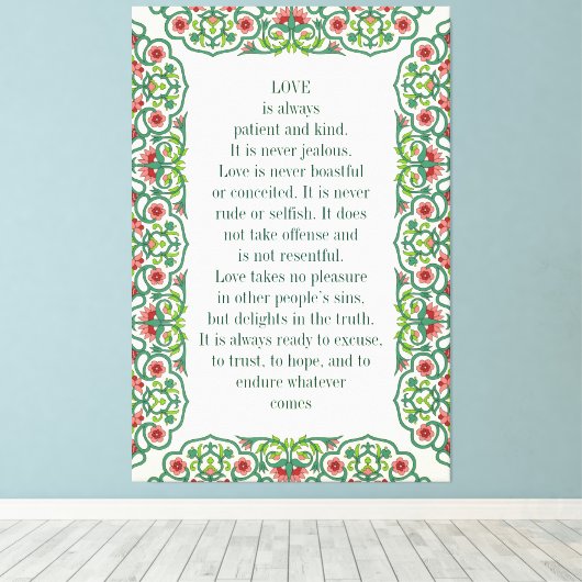 愛は常に忍耐強く親切である。それは決して引用文ではない キャンバスプリント (インサイチュ (ウッドフロア))