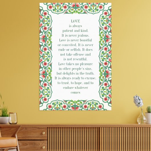 愛は常に忍耐強く親切である。それは決して引用文ではない キャンバスプリント (インサイチュ (リビング))
