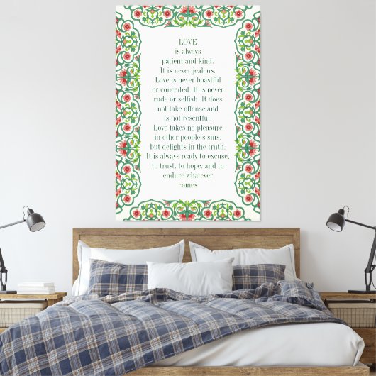 愛は常に忍耐強く親切である。それは決して引用文ではない キャンバスプリント (インサイチュ (寝室))