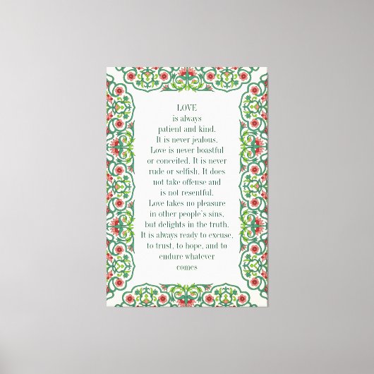 愛は常に忍耐強く親切である。それは決して引用文ではない キャンバスプリント (正面)