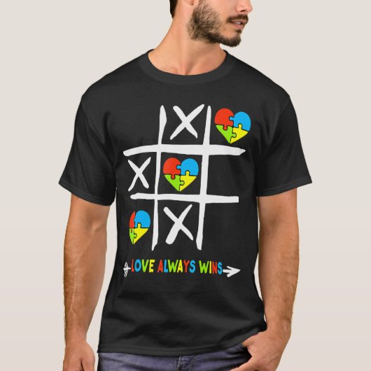 愛は常に自閉症の意識を勝ち取る Tシャツ (正面)