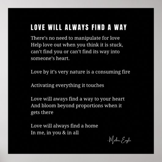 愛は常に詩のポスターブラを見つけるだろう ポスター (正面)