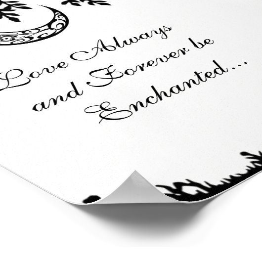 愛は常に魅了された月の木と鹿のカップル ポスター (角)