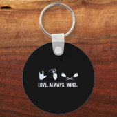 愛は常にASLろう者の認識度手話を勝ち取る キーホルダー (正面)