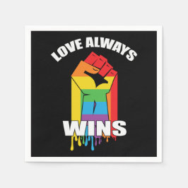 愛は常にLGBTゲイを勝ち取る スタンダードカクテルナプキン
