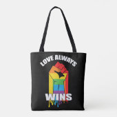 愛は常にLGBTゲイを勝ち取る トートバッグ (裏面)