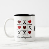 愛は常にTic Tacつま先レッドバッファローのハートを勝ち取る ツートーンマグカップ (左)